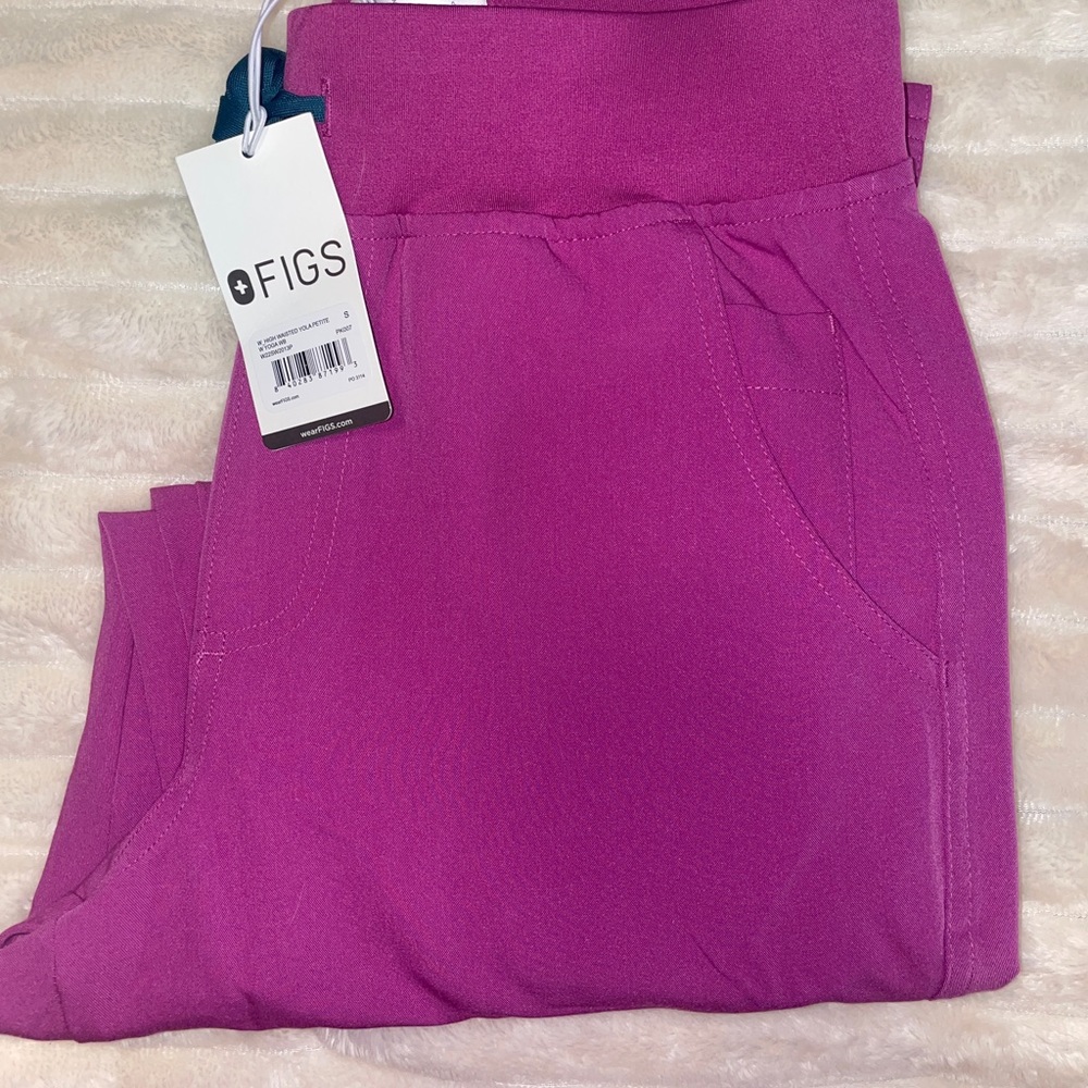 FIGS Women's Bright Fuchsia Yola High Waisted Petite Skinny Scrub Pants